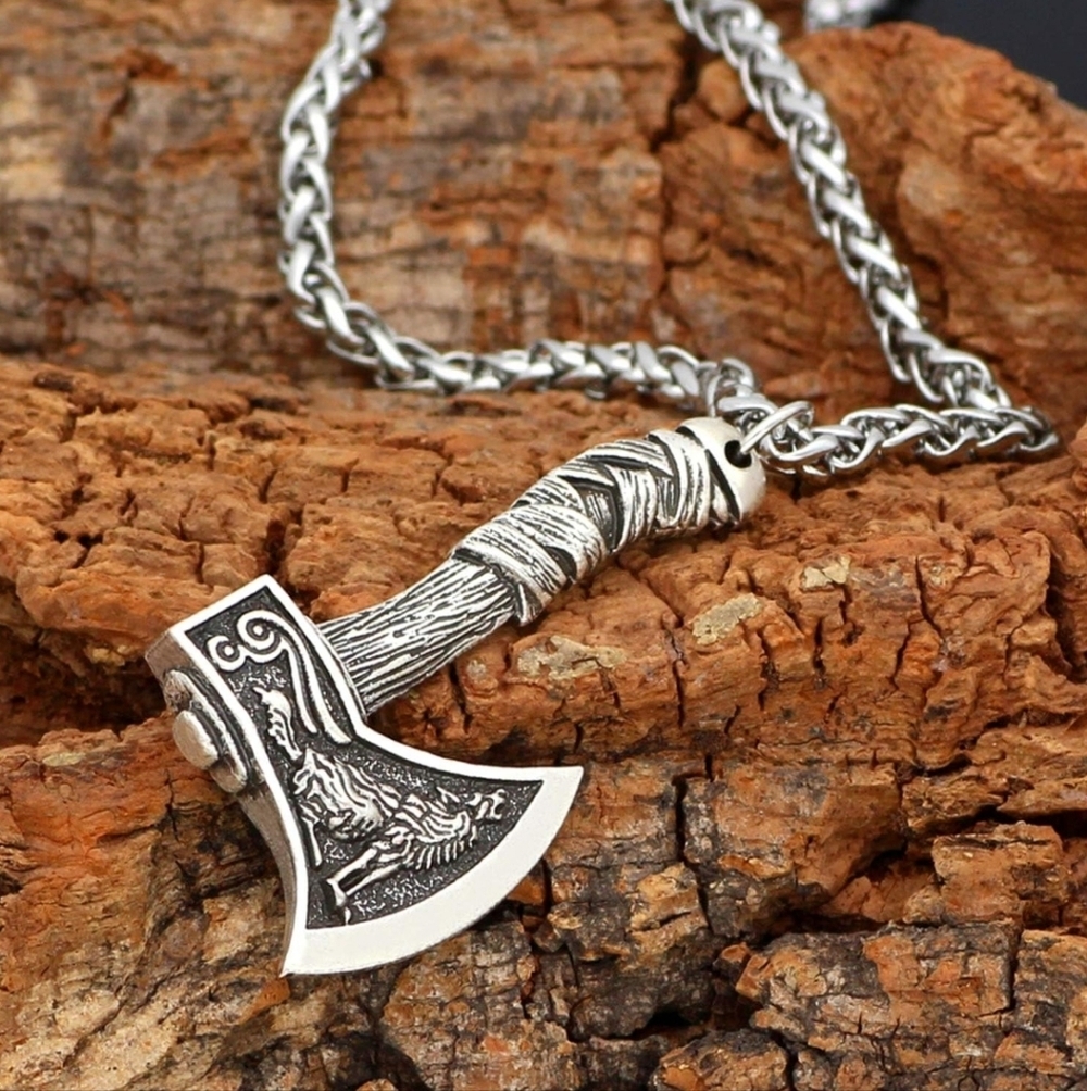Silver Axe Pendant Necklace